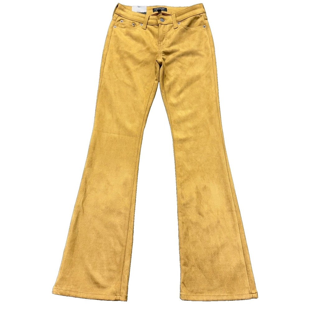Banana Republic Jeans Womens 26 Low-Rise Bootcut Suede Tan Flared Leg‎ Stretch